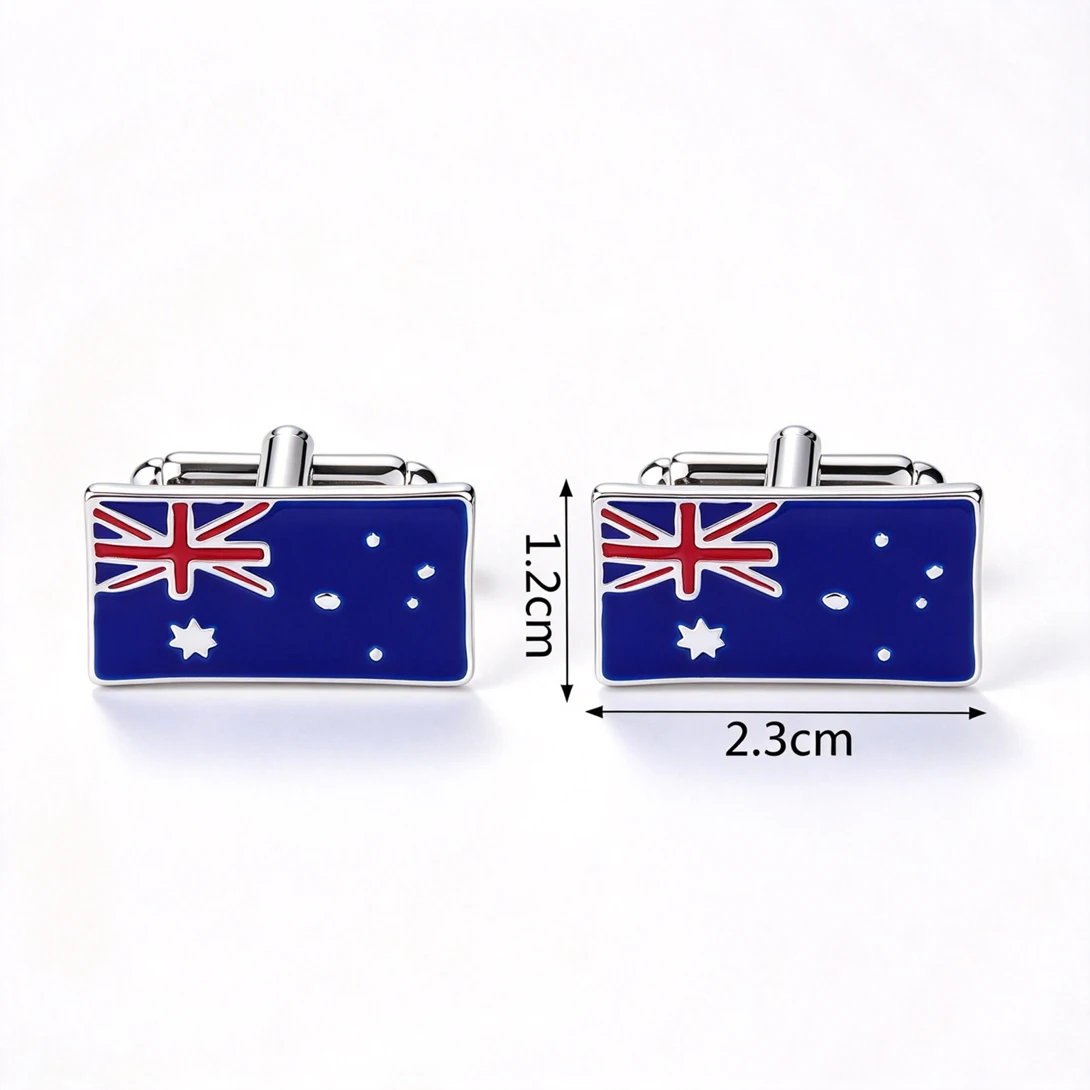 Rectangle Australian National Flag Cufflink Alloy Enamel French Shirt Cuff Links For Men National Day Formal Business Suits Gift