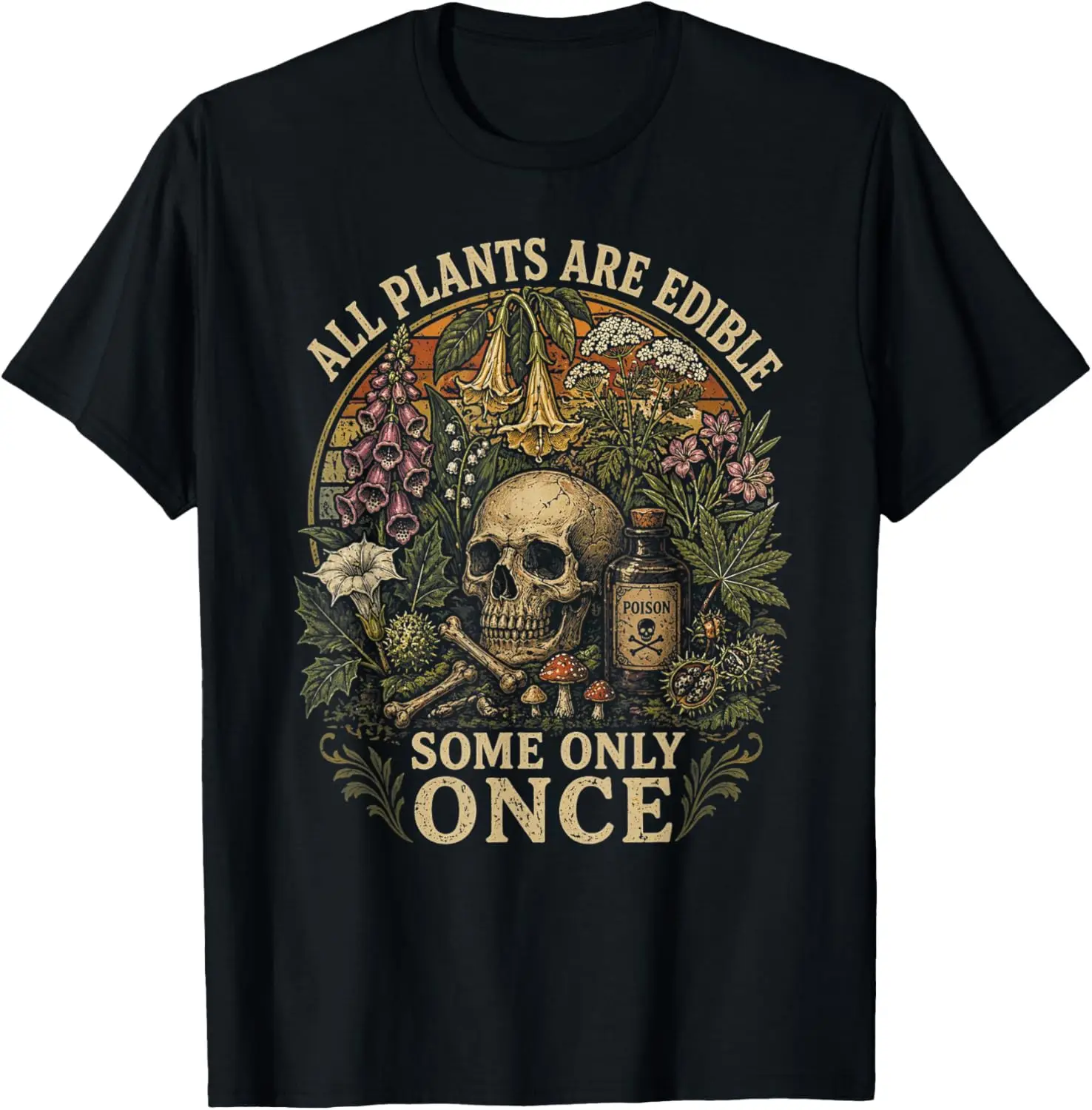All Plants Are Edible Some Only Once Funny Men Women T-Shirt 100% Cotton Trendy Y2K Short-Sleeve Tee-Soft, Quick-Drying,