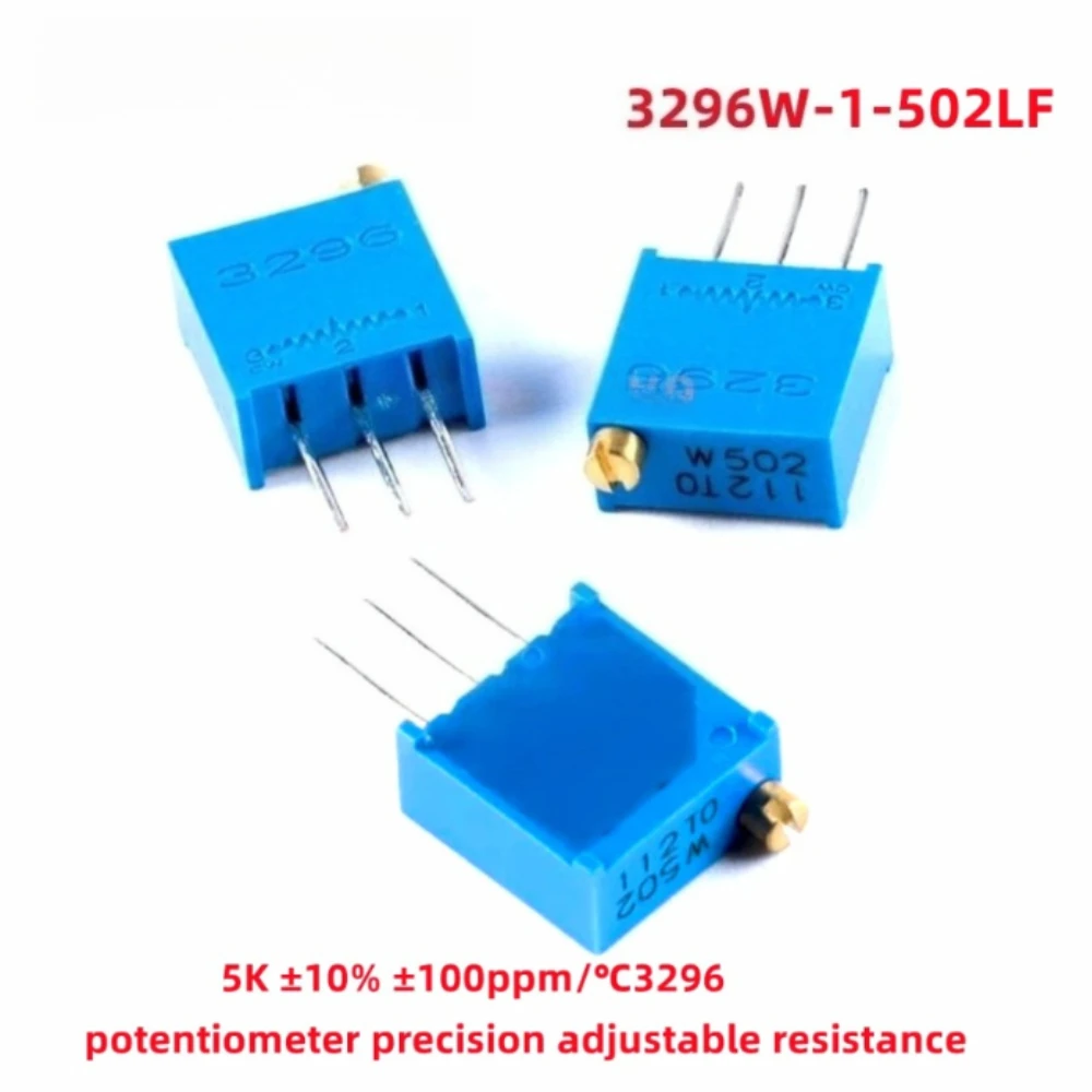 10pcs/Lot Original 3296W-1-502LF 5K ±10% ±100ppm/℃3296 potentiometer precision adjustable resistor