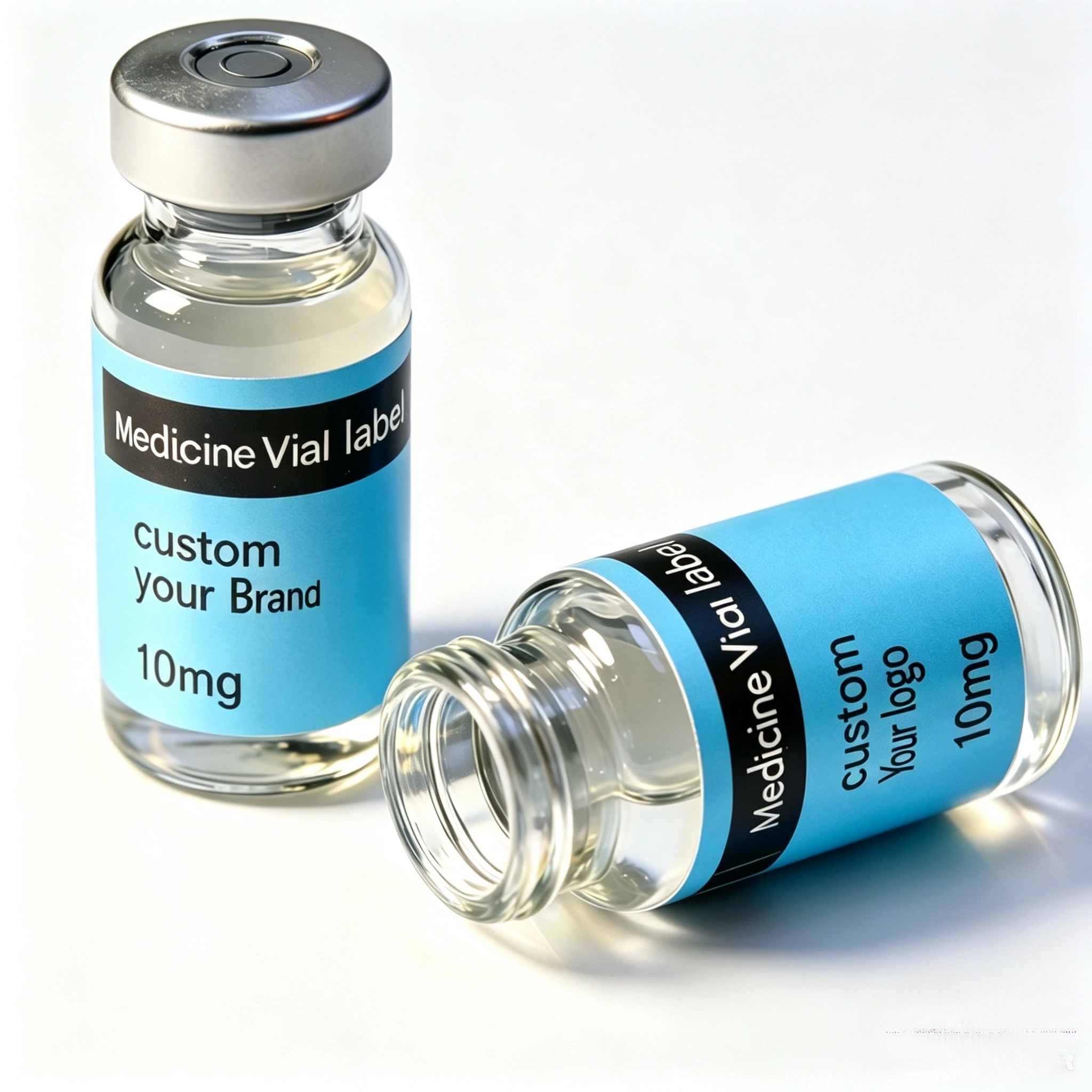 Custom Printed Peptide Vial Stickers Waterproof Vinyl Film Free Design for Beauty Industry 3ml 5ml 10ml