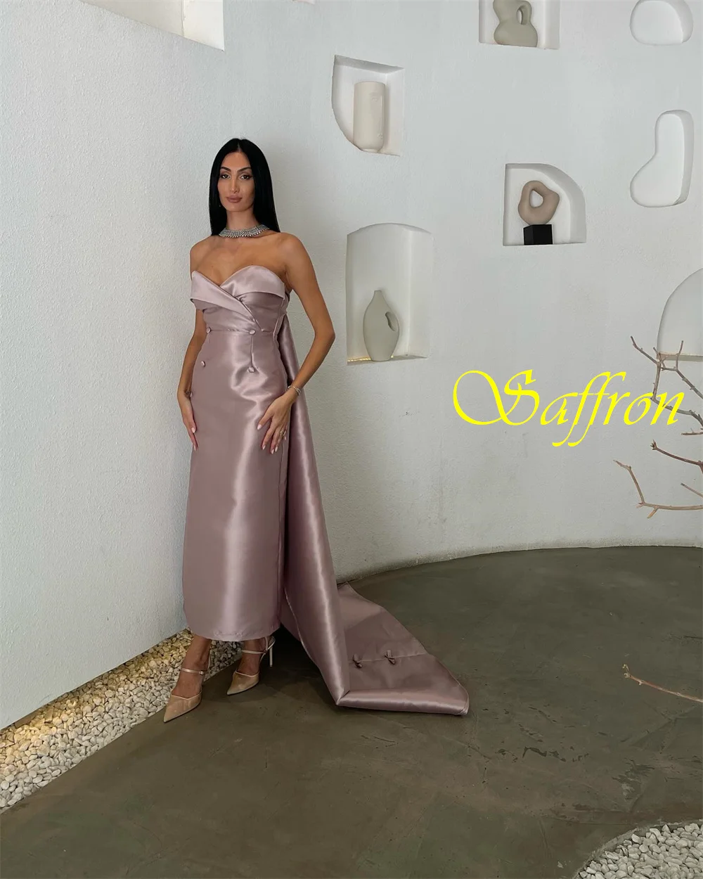Vestido de noche elegante personalizado de satén con forma de corazón, exquisito tren de corte, vestidos de graduación con lazo de lujo, vestidos para ocasiones especiales