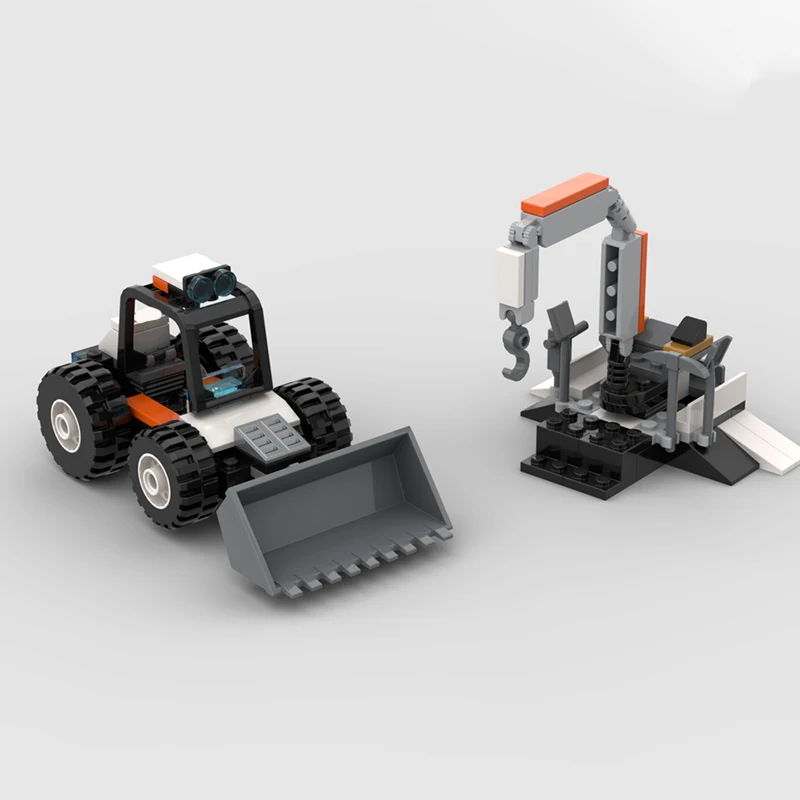 89pcs MOC Space Backhoe Loader D-Model - Dozer & Crane Model Building Blocks Toy Display Craft Birthday Collection Art Assemble