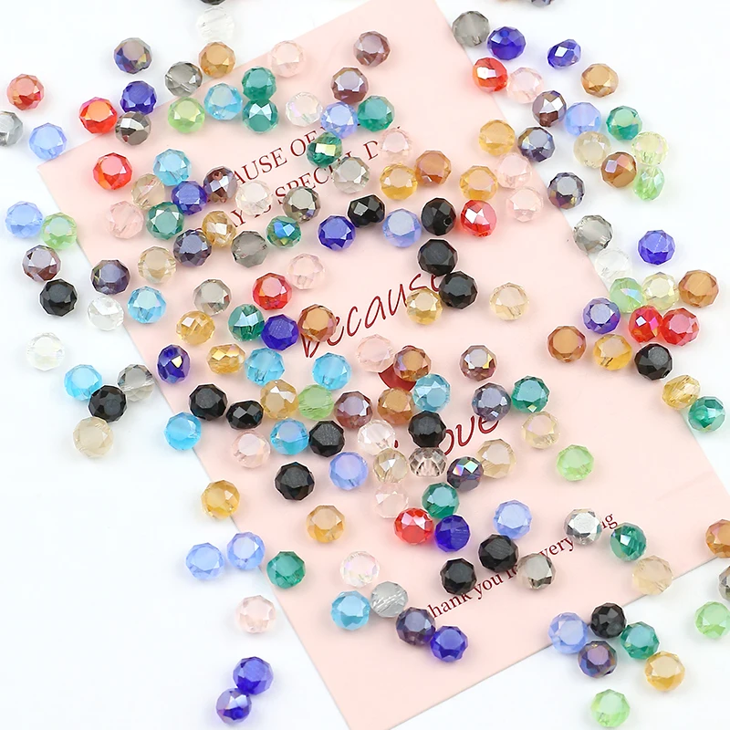 High-grade exquisite Austrian oblate crystal bead 6x4mm 50pcs crystal glass pine bead jewelry DIY bracelet necklace