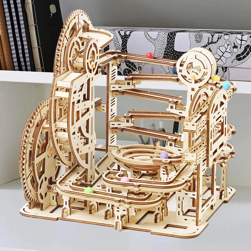 Drewniane puzzle 3d Marble Runs Mechaniczne puzzle do samodzielnego montażu Zabawki edukacyjne STEAM Zestawy do budowania modeli dla dzieci i dorosłych Prezent