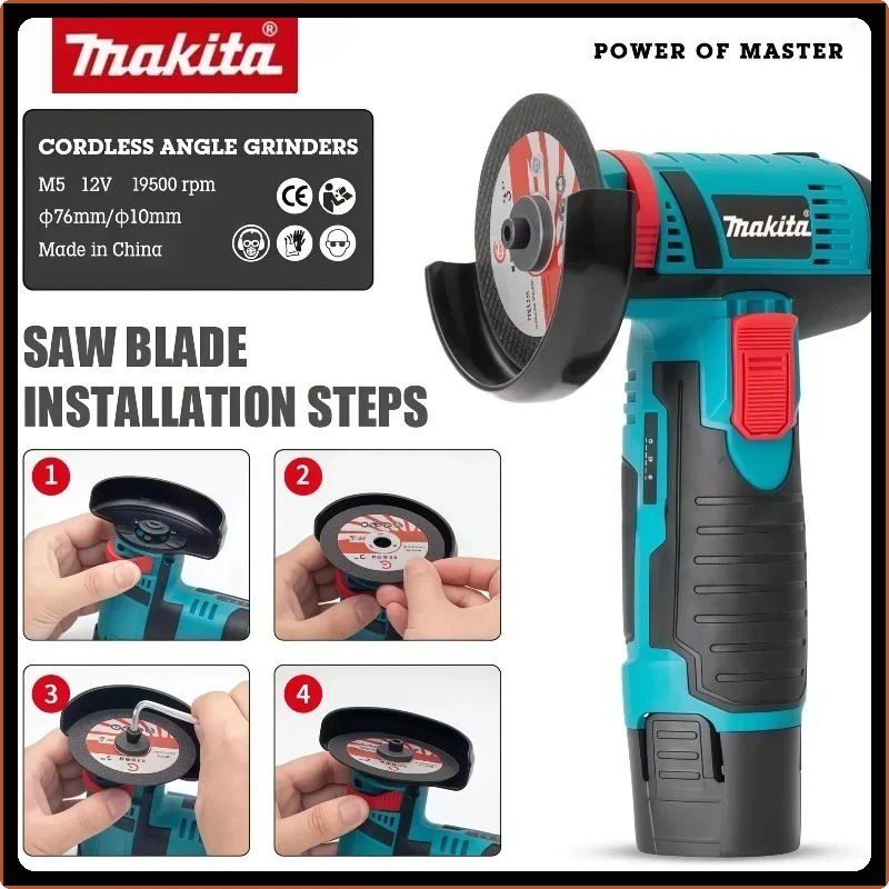 

MakitaPortable Compact Polishing Machine Cutting DIY Home for Metal Wood Cordless Electric Angle Grinder Brush CutterPower Tool