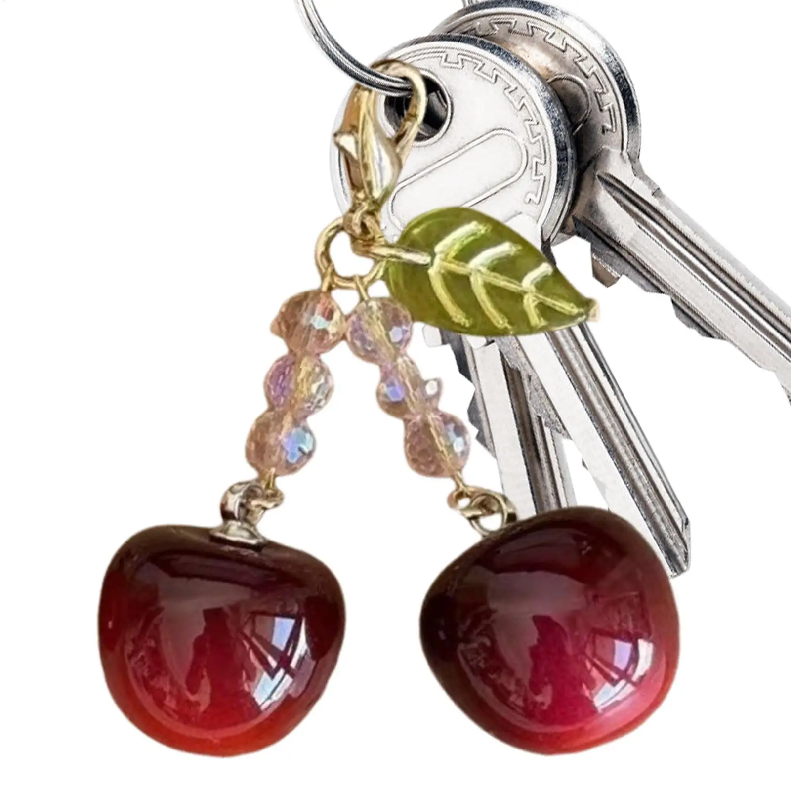 Keychain Pendant Realistic Collectible Ornament Cherry Fruit Keychain Pendant for Adults Women Girls Students School Travel