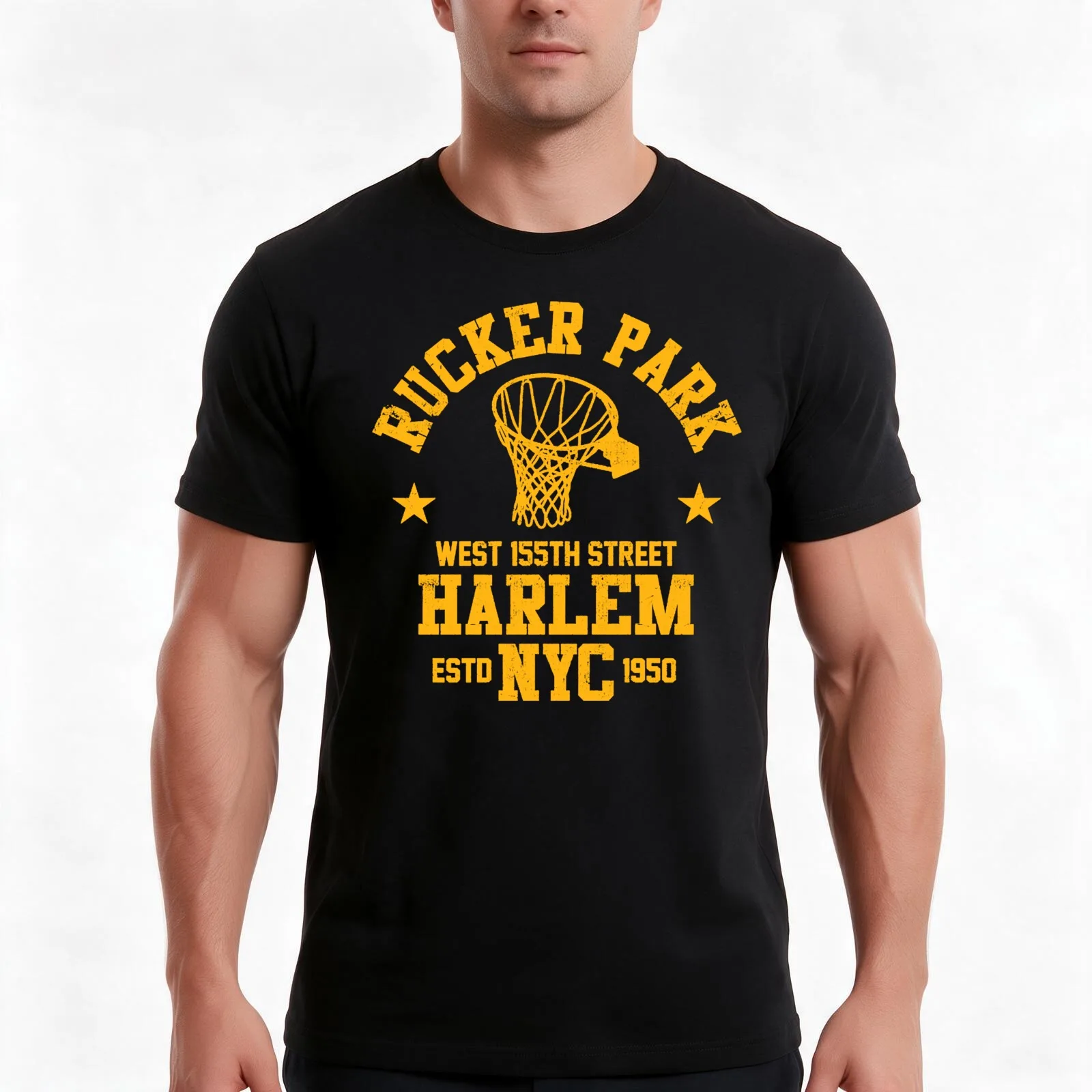 RUCKER PARK T-Shirt, Summer Casual Cotton Tee, Oversized Streetwear Tops, Vintage Graphic Print, Loose Fit Short Sleeve