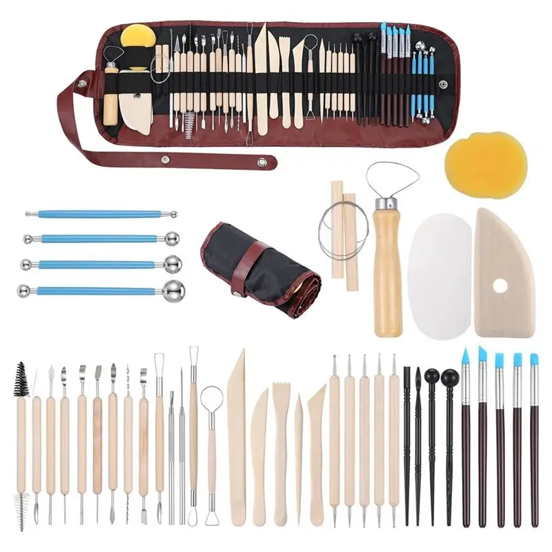 

A34R 43PCS Pottery Tools Clay Sculpting Tools Polymer Clay Tools Kit Tools For DIY Handcraft