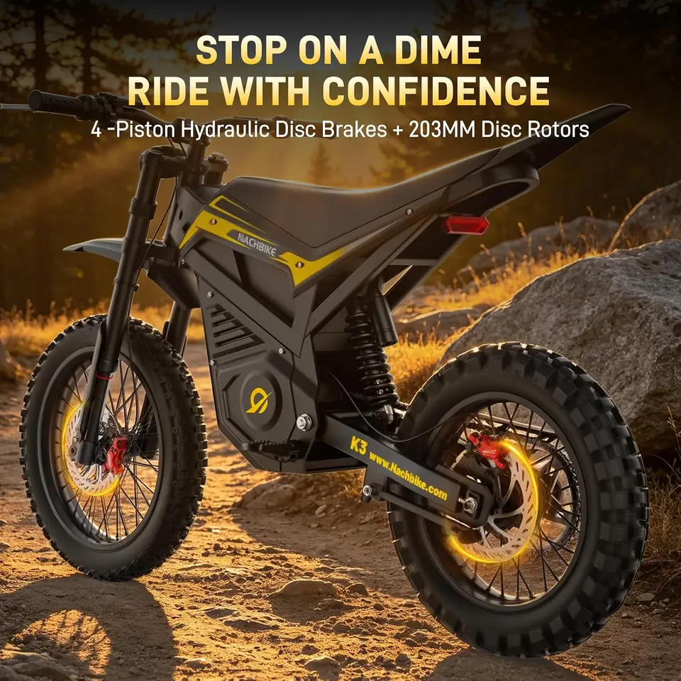 K3 Electric Dirt Bike 4700W Mid-Drive Motor 42MPH 55 Mile Range E-Bike 60V 25Ah Battery 17''14'' All-Terrain Electric Motorcycle image 7