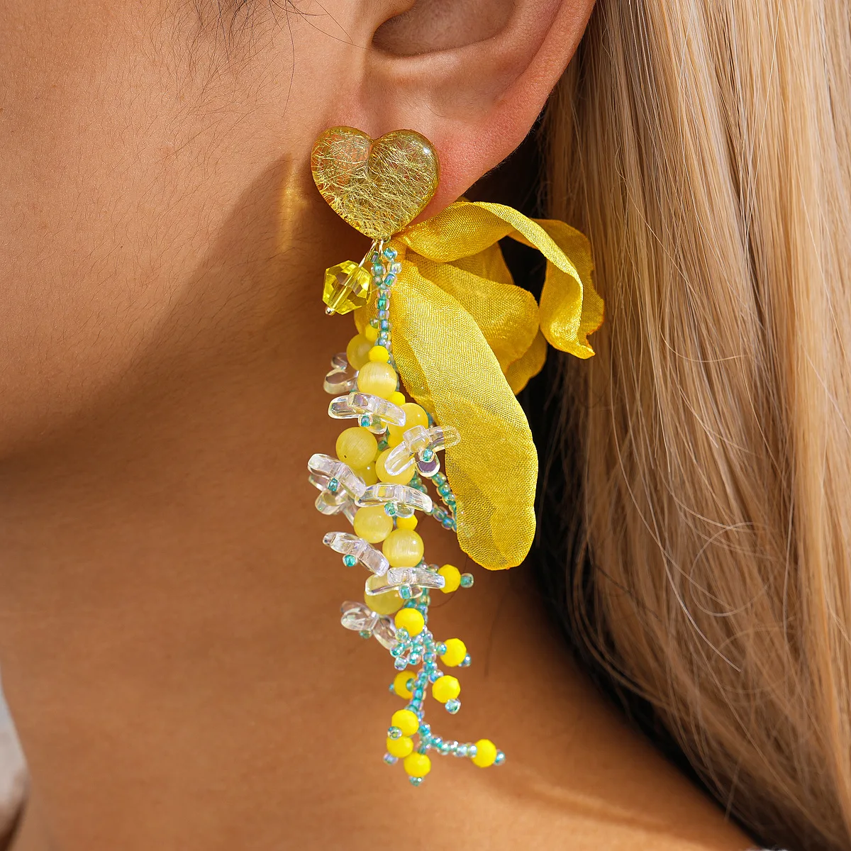 

Pink Flowers Long Tassel Earrings for Women Sweet Heart Temperament Crystal Drop Dangle Earring Party Wedding Jewelry Wholesale