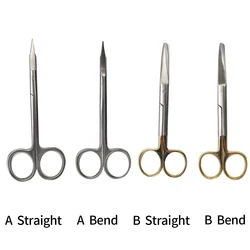 Tesoura de aço inoxidável dental, Sharp Blunt, Cabeça reta ou Bend, Uso Médico Cirúrgico, 13cm, 15cm, 1Pc