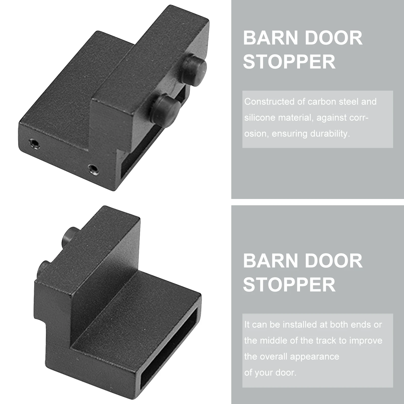 

3pcs Sliding Barn Door Stopper Durable Carbon Steel Silicone Material Single Wheel Track Bumper Long Service Life Anti