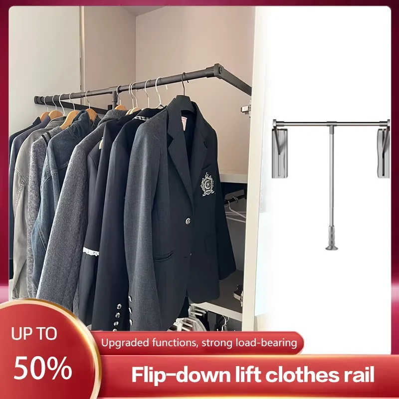 Pull-down Clothes Rail Wardrobe Lift And Flip Pull Wardrobe Pull Down And Flip Up And Down Telescopic Balcony Cabinet Adjustable