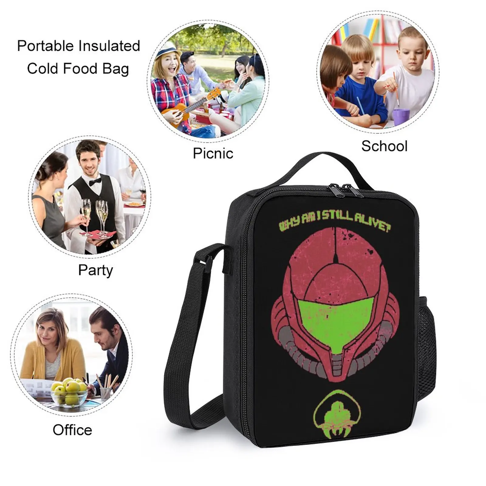 Metroidss Samus Aran Jogo Mochila, Lunch Bag, Pen Bag, Novidade Durável Mochila, Cozy, Cozy, 3 em 1 Set, 17"