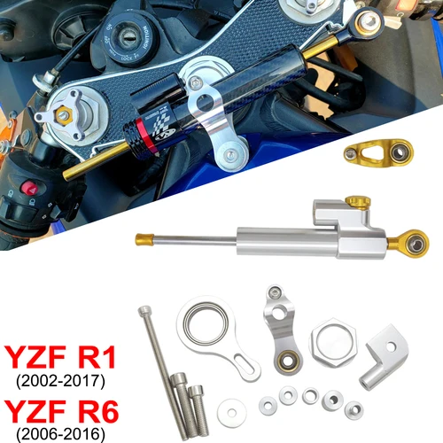 Imagen 1 del producto Kit de soporte estabilizador de amortiguador de dirección CNC para motocicleta, accesorios nuevos para YAMAHA YZF R1 YZFR1 2007 2008 2009 2002 - 2017 2015