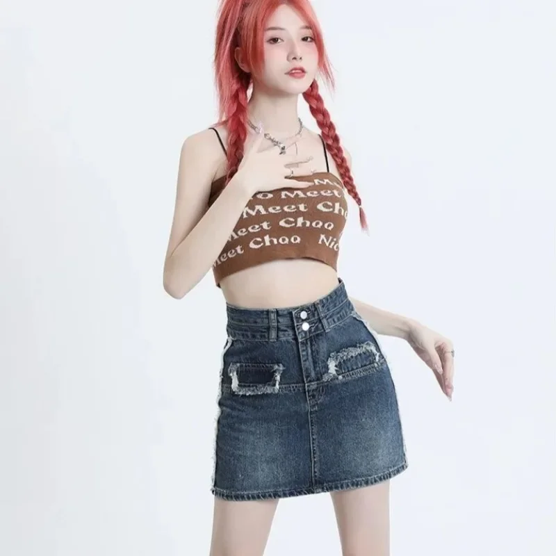 

High Waist Sexy Women's Denim Skirt Coquette Mini Y2k Vintage 2025 Trend Clothing Sales Quality Casual Female Jeans Skirts Short