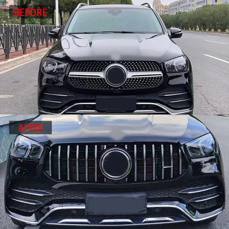 

For Mercedes-Benz GLE Coupe W167 2020-2023 Racing Grille Body Kit GT Vertical Slat Front Intake Grille ABS Plastic