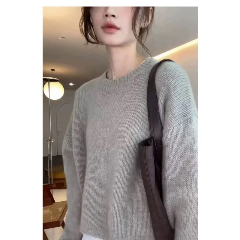 High Quality Wool Sweater Loose Casual Women Autumn Winter Jumpers Knitwear Soft Warm Tops Chic Femme Pullover O-Neck Sweater