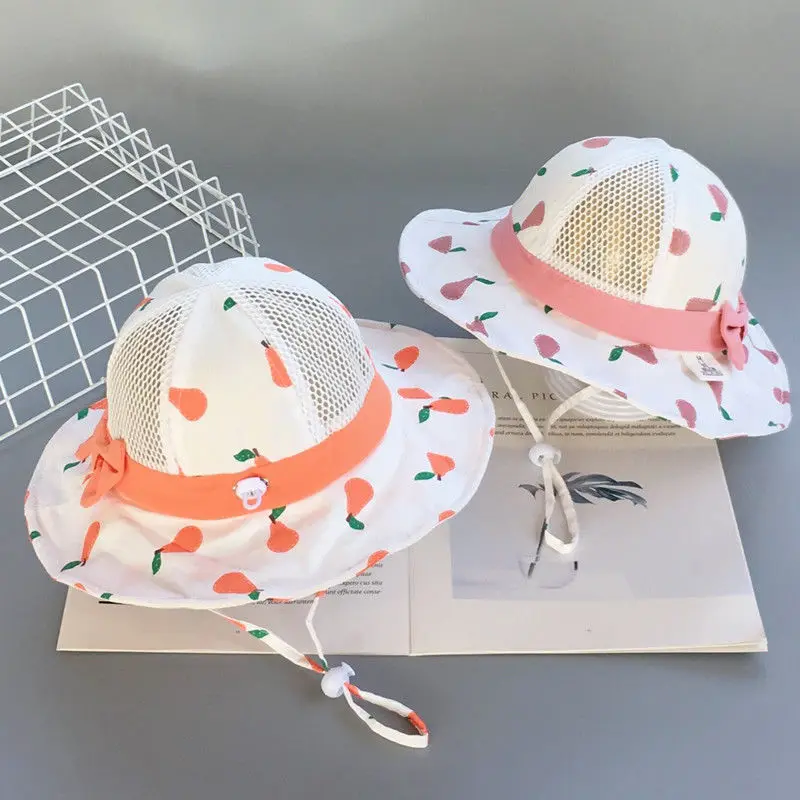 2023 Cute Summer Baby Girl Bucket Hat Print Outdoor Travel Sun Hat Kids Girl Sun Hat Children Intant Toddler Panama Beach Cap