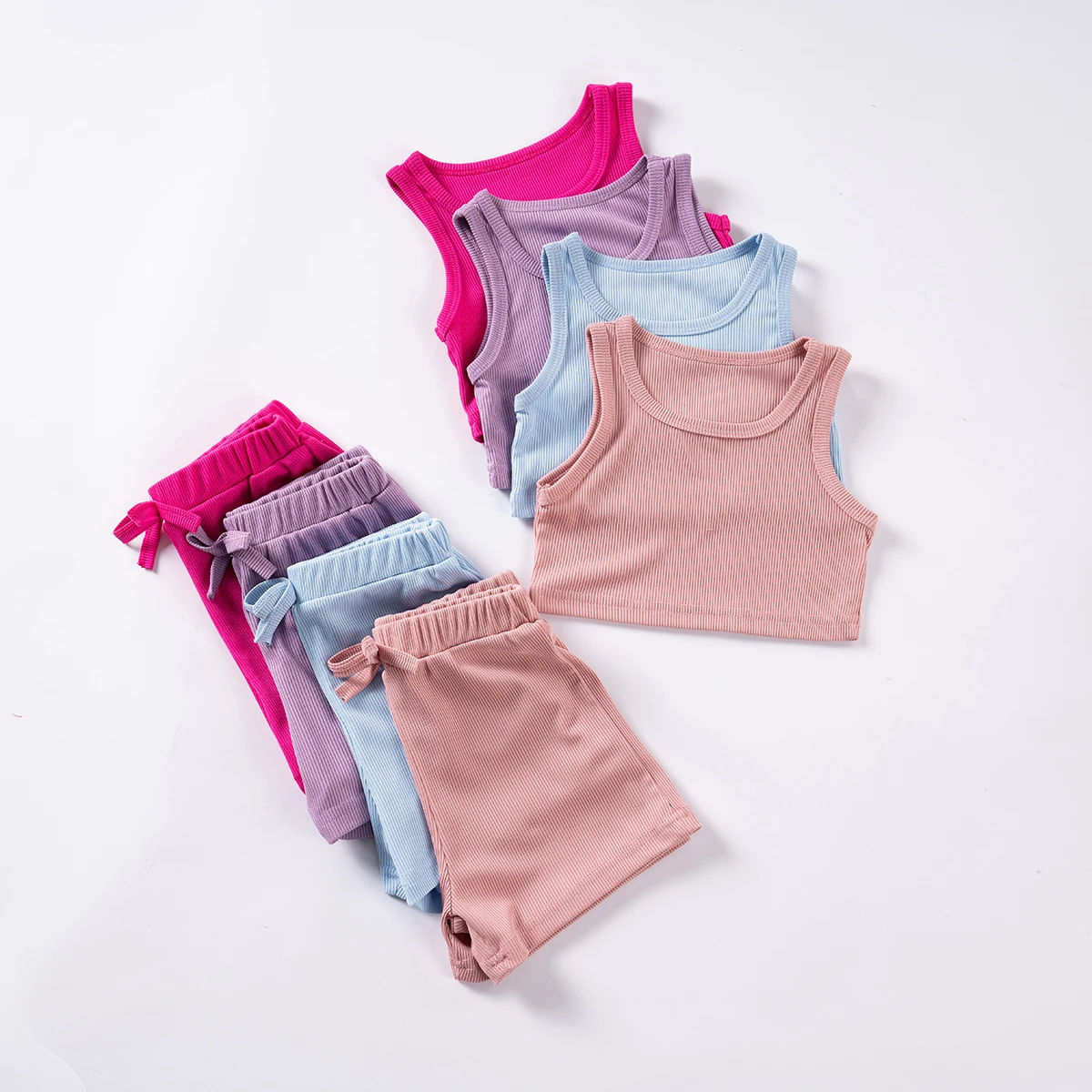 Kleinkind Mädchen einfarbig Tank Top Set ärmellose lässige Sommer Tank Top Shorts 2 Stück Set Kleinkind Mädchen Kleidung 0-6y