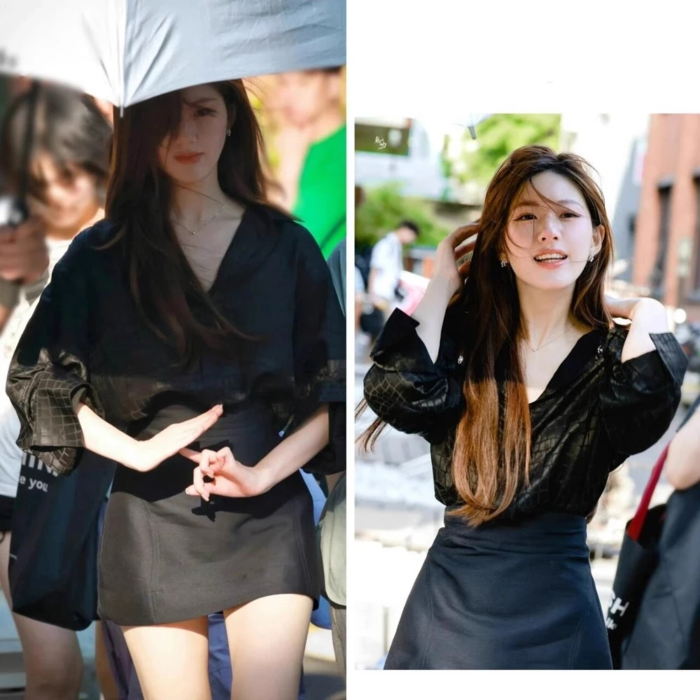 

Black Silk Satin Blouse Women's Loose Fit Long Sleeve Neck Pure Color Commute Style EXJR Oustanding Early Autumn Shirt