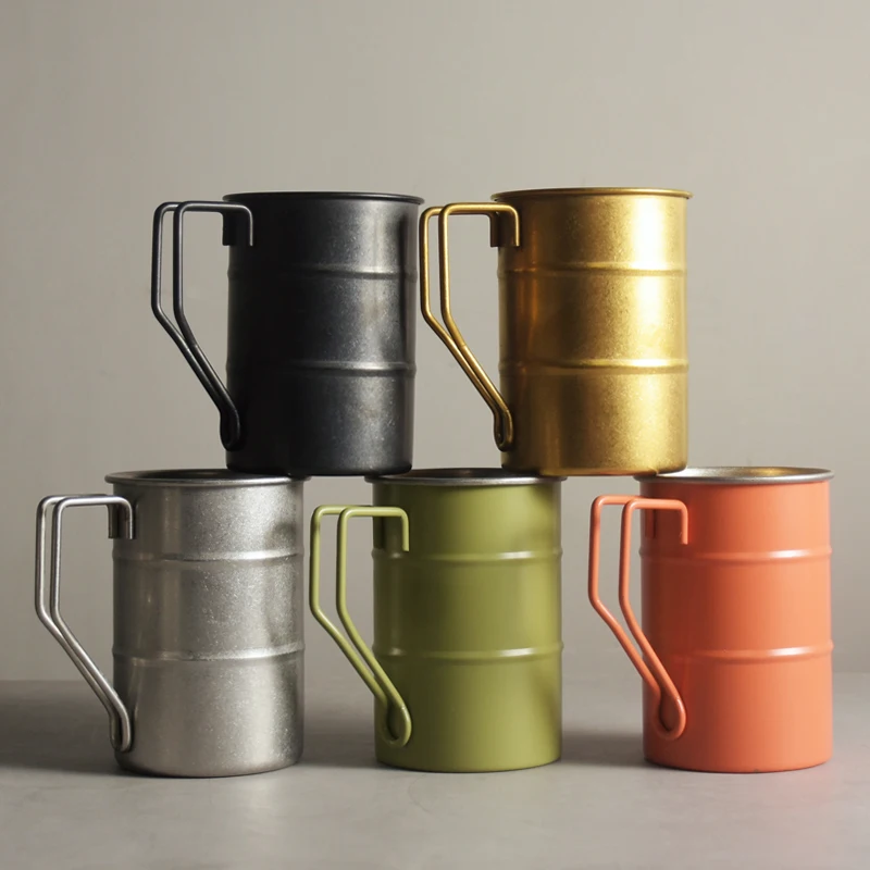 Stainless Steel Camping Mug Outdoor Coffee Cup Portable Vintage Water Cup Home Tea Cup Drinking Cup