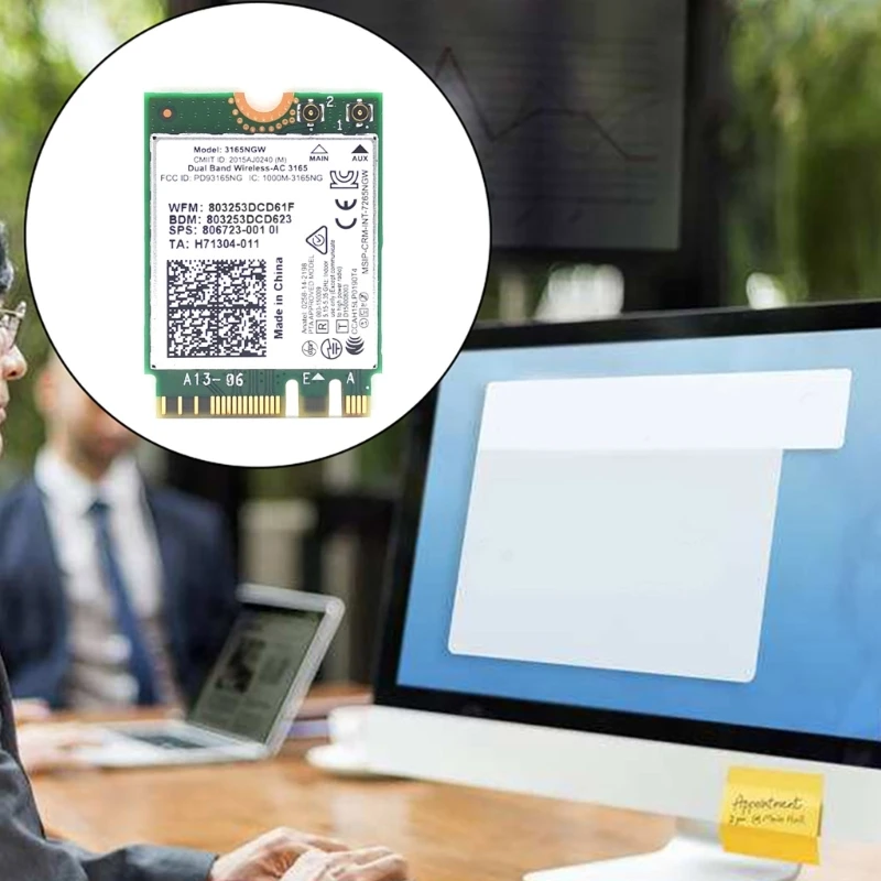Adattatore wireless F3MA 3165NGW 600M 2.4 + 5Ghz Scheda di rete wireless AC integrata a doppia frequenza NGFF Compatibile con