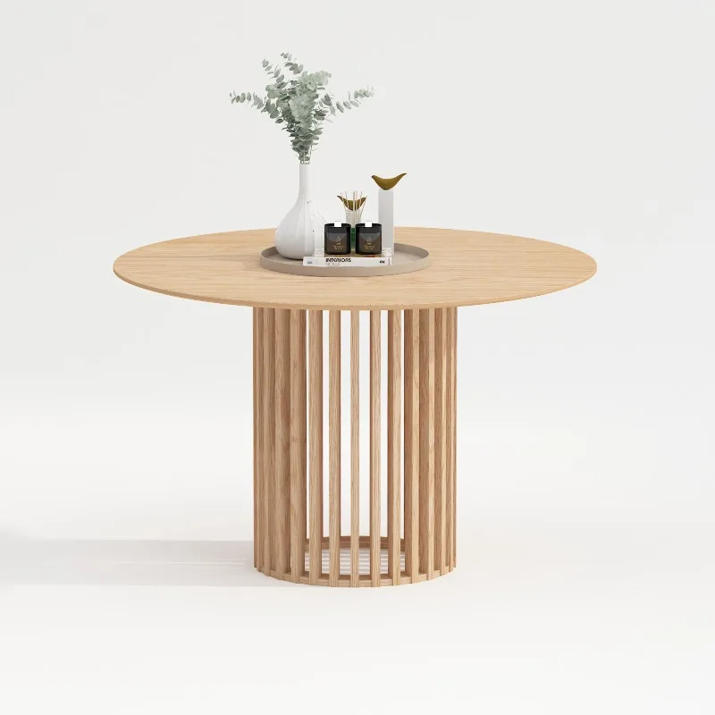 Nordic Chinese Farm Style Dinner Furniture Walnut Restaurant Tables Small Round Oak Wood Dining Table