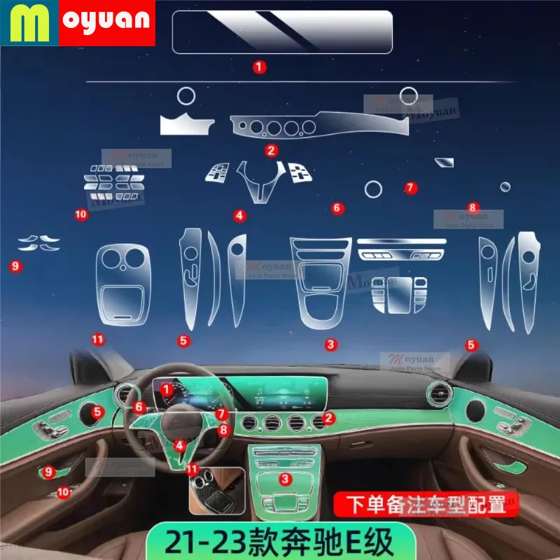 

For Mercedes E-Class 300 2023 Gearbox Panel Navigation Screen Automotive Interior TPU Protective Film Anti-Scratch Sticker