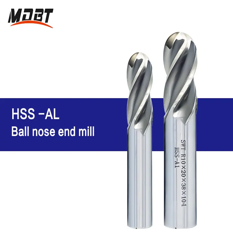 

HSS Ball Nose End Mill Straight Shank 2Flutes 4Flutes High Speed Steel R0.5 - R16 Milling Cutter