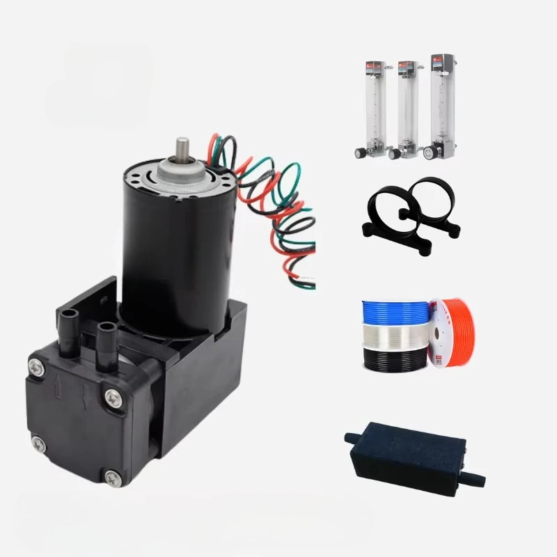 Quiet 12V 24V Mini Piston Pump 40L/min -85kpa Oil Free DC Pump High Pressure for Vacuum Systems and Air Sampling
