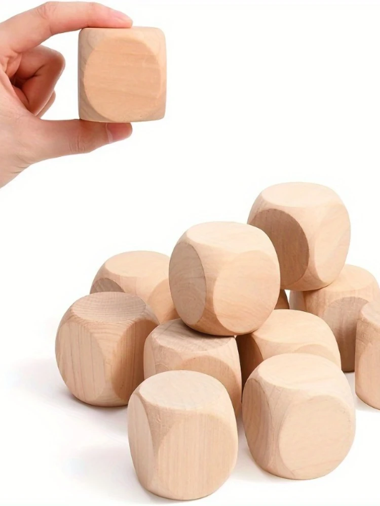 15 pièces/30 pièces 20mm dés en bois 6 faces dés en bois blanc fête famille bricolage jeux impression gravure jeu de société accessoires éducatifs