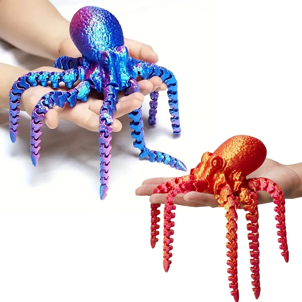 Estatuilla de pulpo impresa en 3D con articulaciones flexibles para decoración de escritorio de oficina en casa, adorno de mesa de animales del océano, juguete de regalo Ideal, 27CM