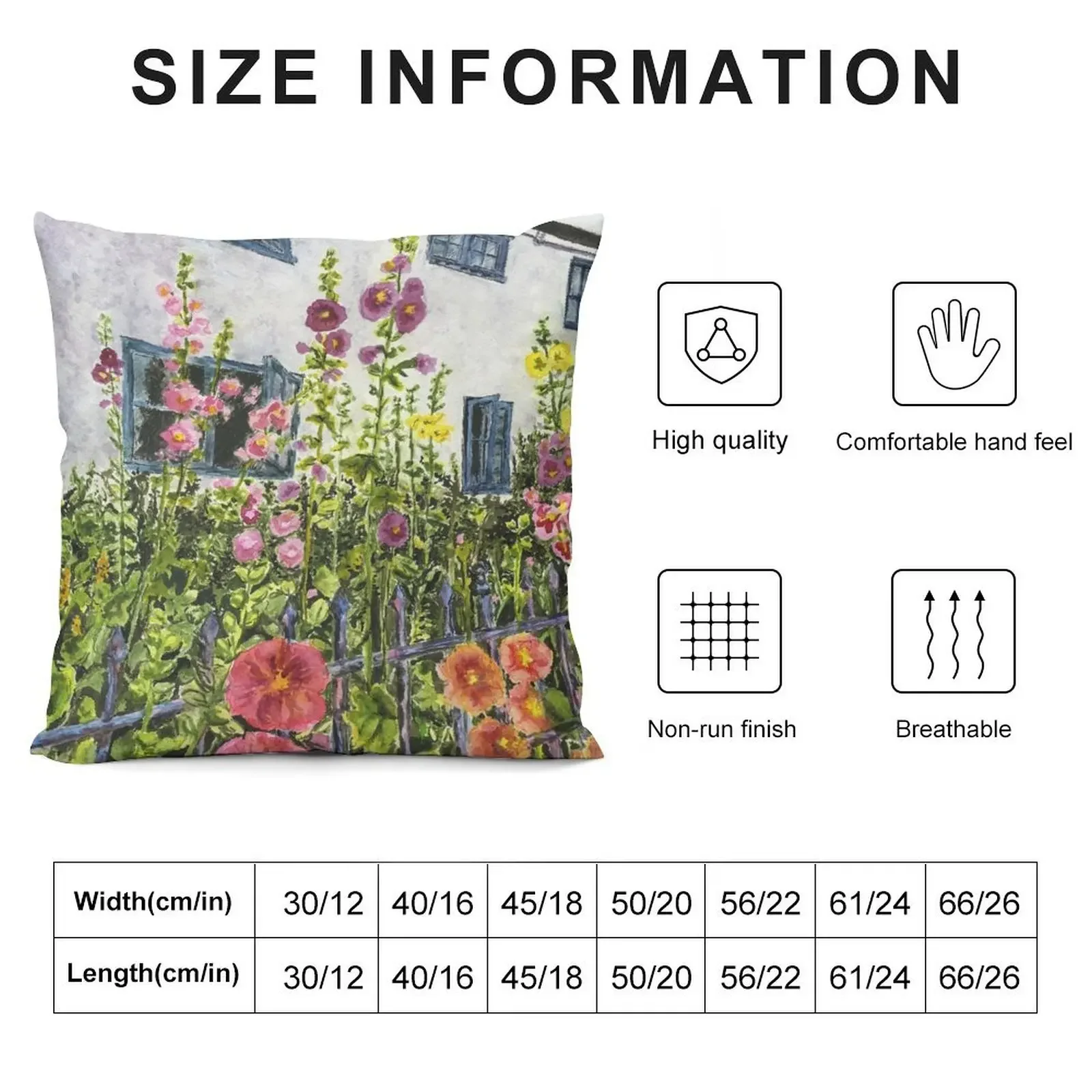 Hollyhocks in Little Budworth Throw Pillow Decorative Sofa Cushion ornamental pillows for living room pillow