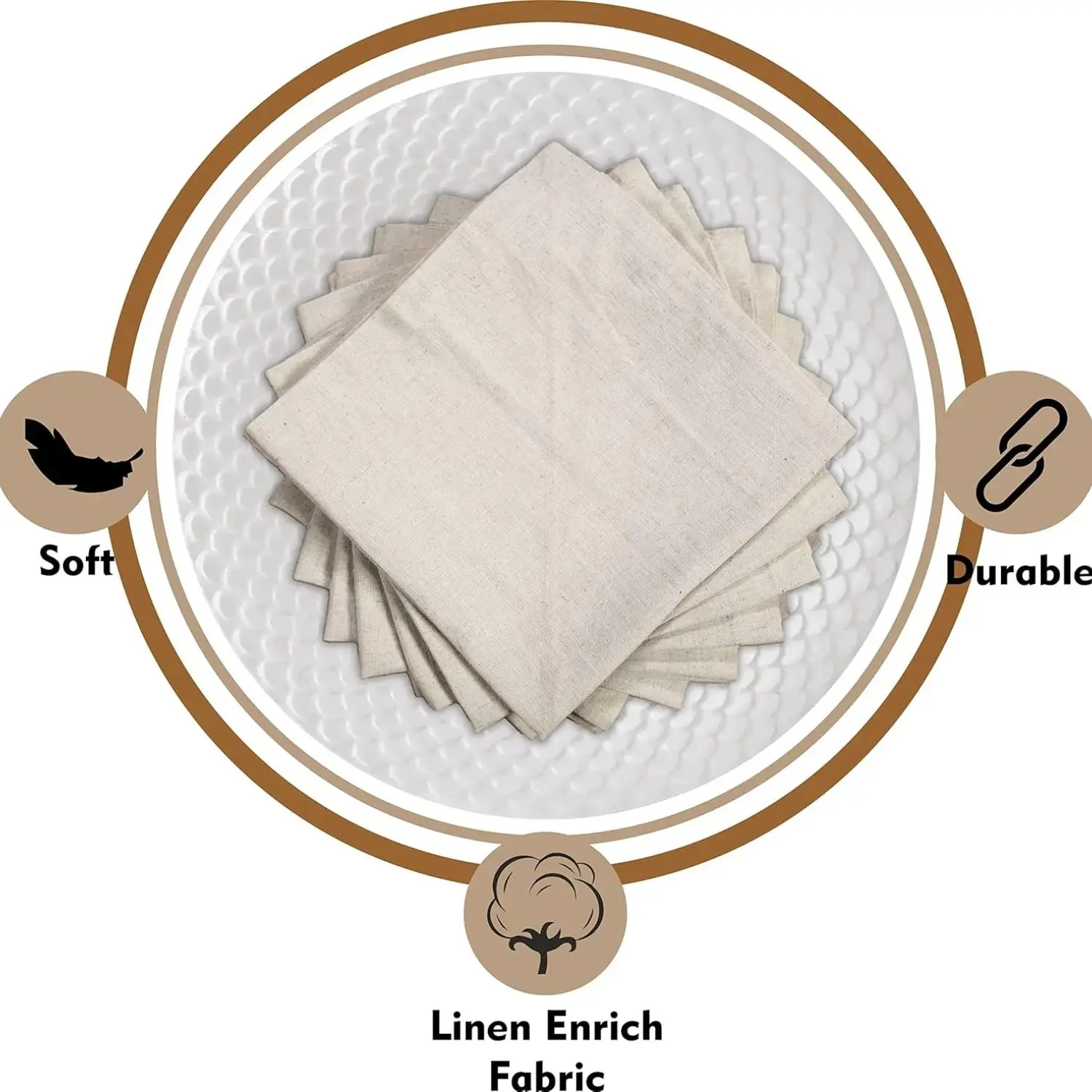 6 Pieces 100% Linen Dinner Napkin Nature Napkin Soft Absorbent Comfortable - Ideal for Events and Regular Use