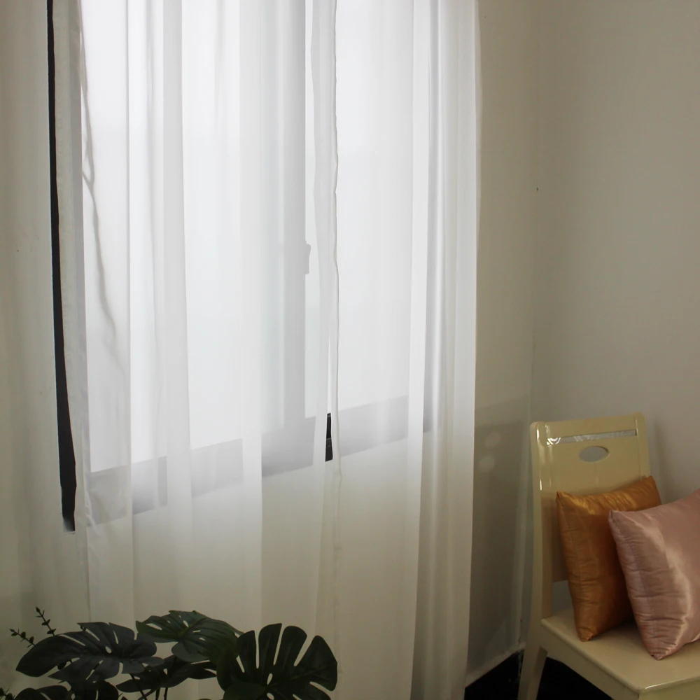 2 Panels White Sheer Curtain For Living Room/Bedroom 260cm Height Tulle Rod Pocket Draps For Wedding Party Backdrop Deocrations