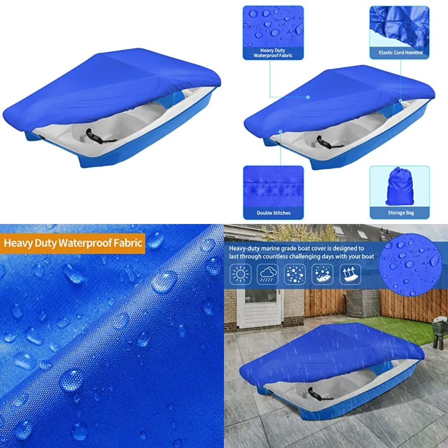 

iCOVER Pedal Boat Cover, Fits 3 or 5 Person Paddle Boats Water Proof Heavy Duty Paddles Covers