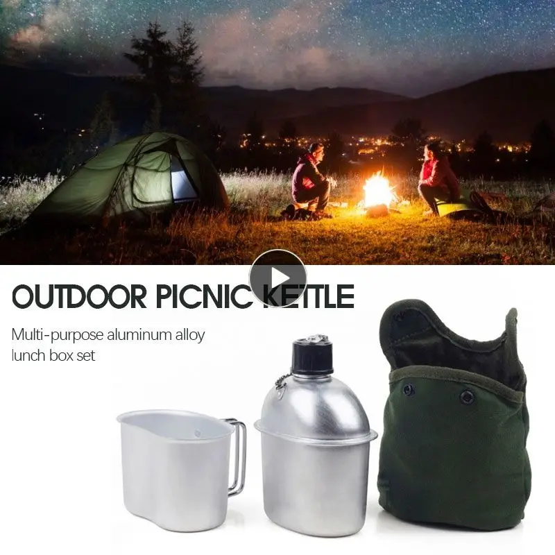 Cookware Set Water Bottle Aluminum Military Canteen Cup With Handle Portable Practical Tool For Outdoor Camping Hiking Backpack