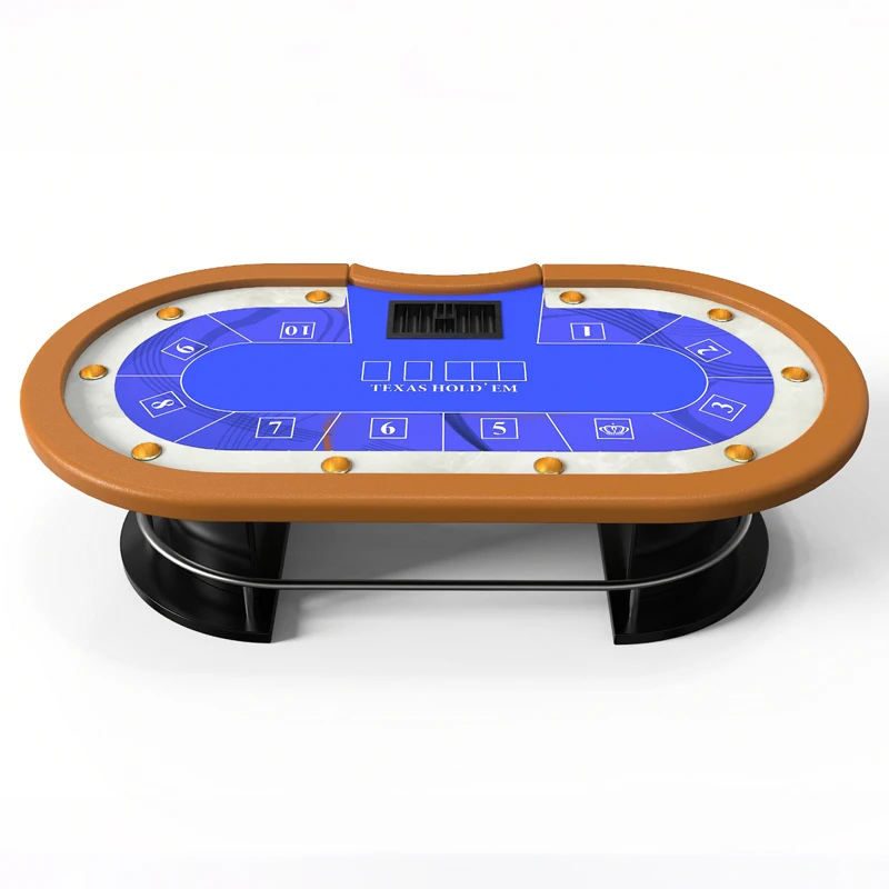 

OEM Velvet Cloth Leather Armrest Wholesale 10 Man Casino Wood Gambling Games Luxury Wooden Texas Hold'em Poker Card Table Custom