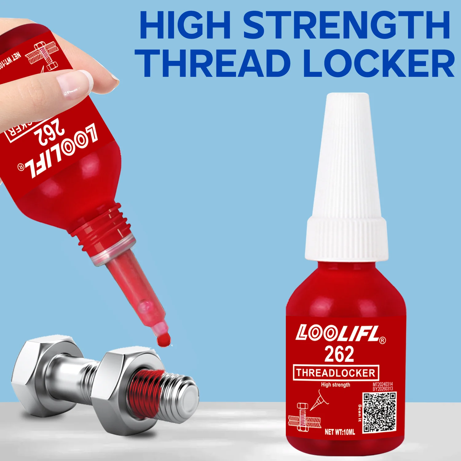 3PCSスレッドロック剤262金属接着剤、ナット、ボルト、および固定ネジの緩みや腐食を防ぐために使用されます10ml。