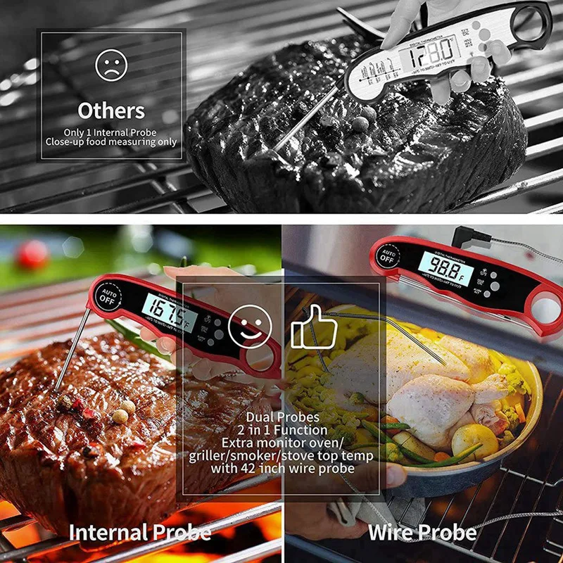 Dual Probe Cooking Thermometer Digital Thermometer With Alarm Function Suitable For Meat, Food, Barbecue, Etc