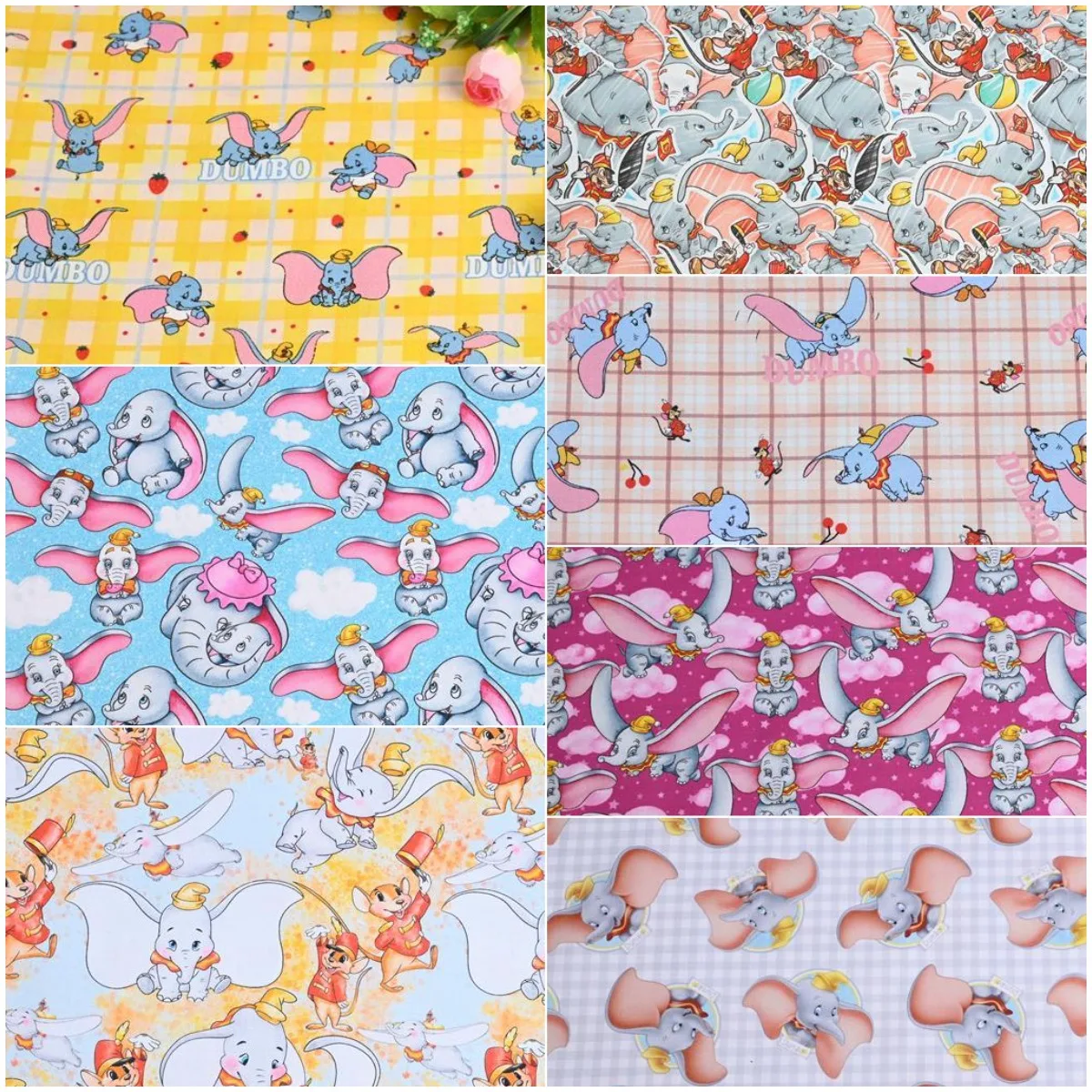 Width110cm Cotton Disney Dumbo Fabric Material For Clothes Patchwork Sewing Quilting Fabrics For Tissue DIY Needlework Sew Dress