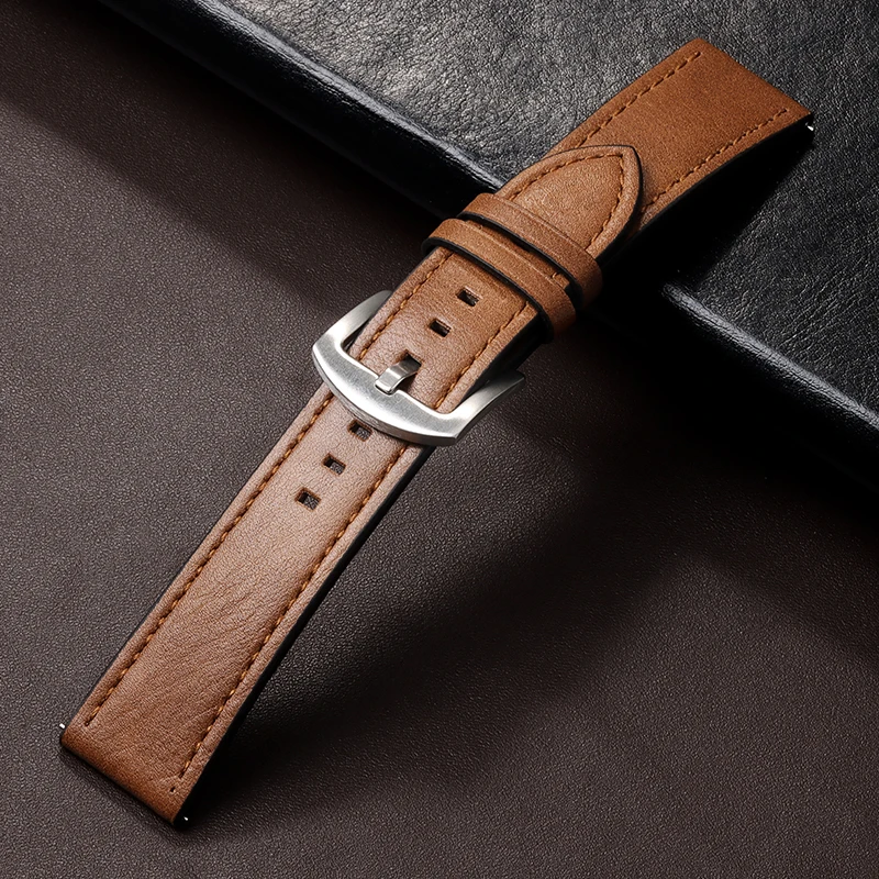 20mm 22mm Leather Strap for Samsung Galaxy Band Vintage Bracelet for Redmi Watch 3/5 Lite/Active Brown Black Belt Raplacement