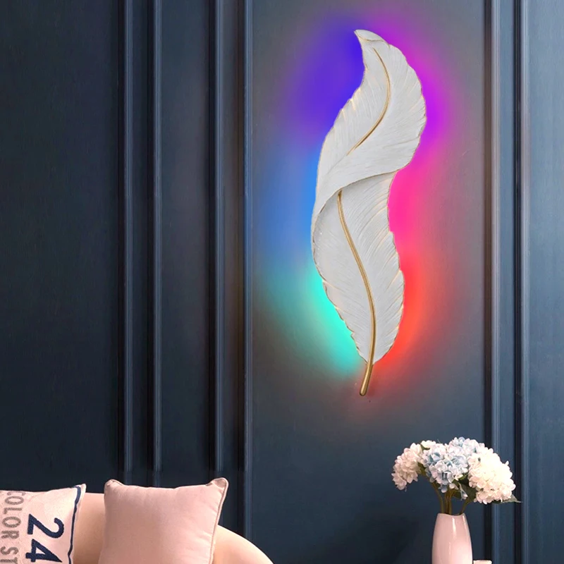 Imagem -06 - Modern White Feather Wall Light Sala Decoração Led Wall Lamp Bedside Background Quarto Decor Wall Sconce