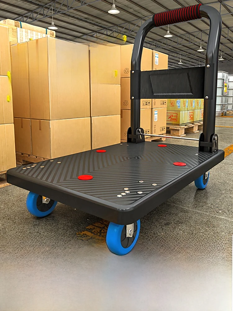 ポータブル手引き小型カート耐荷重手押しカートフラットベッド手引きトラック家庭用移動車両プラスチック素材