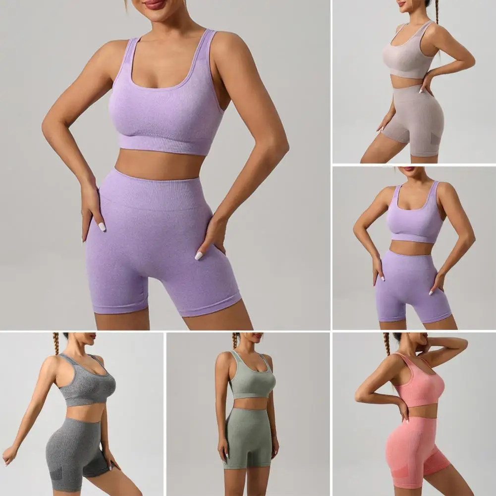 Yoga Bra Shorts Set Sport Bra High Waist Leggings Shorts Set Yoga Outfit Set with High Waist Leggings for Women for Workout