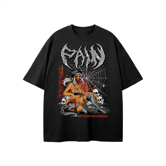 Black Broken Terror Anime Grunge Art Retro Style Summer Casual T-Shirt Men's and Women's Luxury Brand Top 2026 New Art