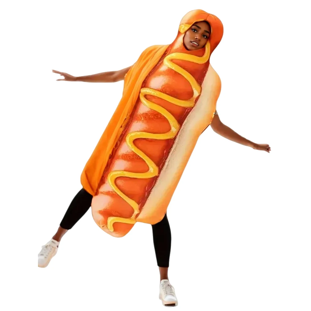 Funny Food Cosplay Halloween Costume Adult Family Fancy Dress Sausage Hot Dog Carnival Party Outfit For Women Men