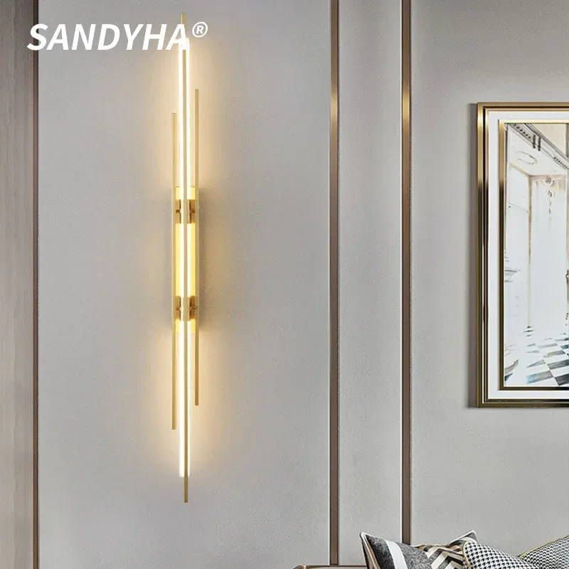 

SANDYHA Living Room Long Strip Grid Wall Lamps Suitable for Bedroom Bedside Cabinet Background Hallway Staircase Line Wall Light