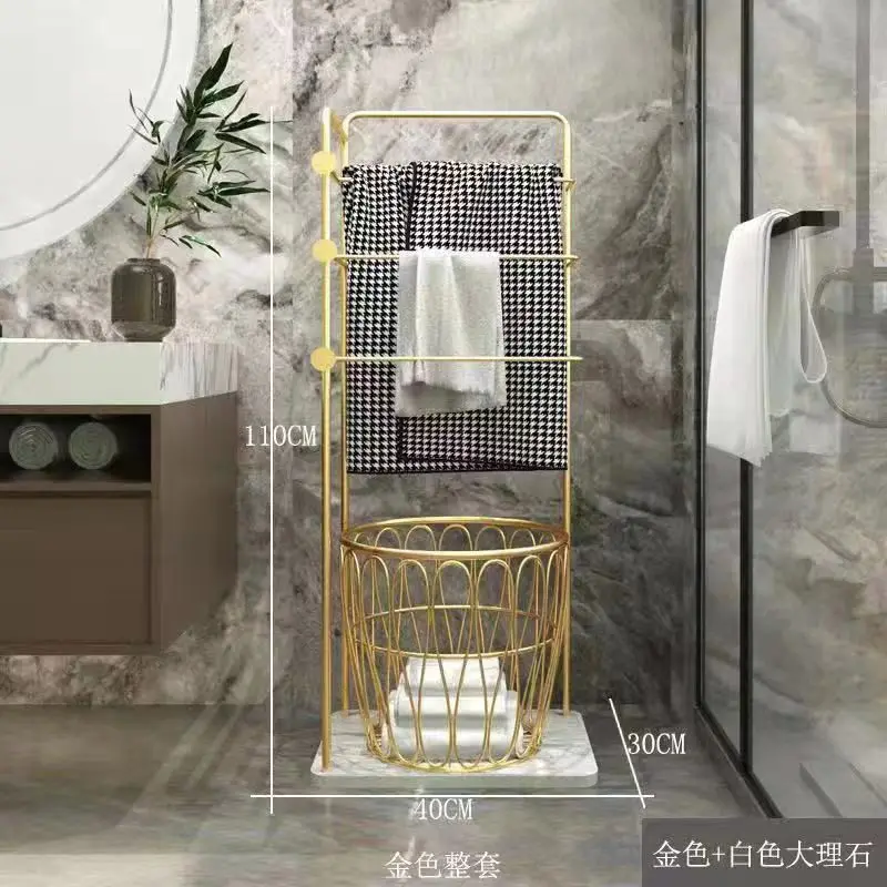 Toalla minimalista nórdica, toallero de baño, perchero interior, suelo de mármol, combinación de perchero